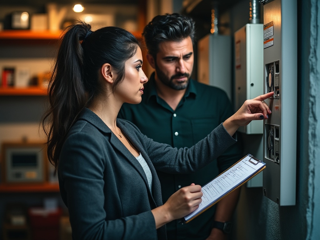 Equipo realizando auditoría energética en local comercial